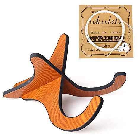 Ukulelenständer, verbesserte Version aus Holz, abnehmbarer Musikinstrument-Ständer, tragbarer Ständer mit Ukulele-Saiten