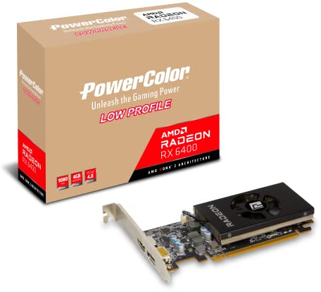 Powercolor AMD Radeon RX 6400 Low Profile Graphics Card with 4GB GDDR6 Memory