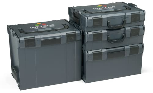 L-BOXX Set di valigie per attrezzi, dimensioni 102-374, colore antracite, cassetta degli attrezzi vuota in plastica, personalizzabile con il vostro logo