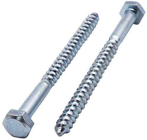 SKIR'CO (6 Stück) DIN 571 Sechskant-Holzschrauben aus verzinktem Stahl M6 x 90 mm, Schrauben, Sechskantschraube, Schlüsselschrauben