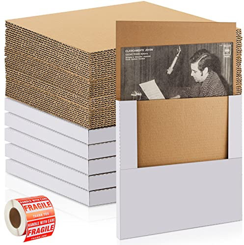 Il set di 71 scatole per spedizioni in vinile LP include 20 buste per dischi in vinile bianco, 50 blocchi per dischi LP marroni, 1 rotolo di adesivi fragili per documenti di spedizione di piccole