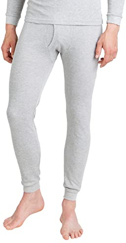BestSale247 Caleçon thermique long en polaire intérieure pour homme, sous-vêtement chaud pour l'hiver, sous-vêtement de ski en coton, gris, 3XL