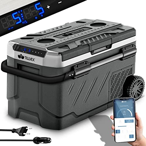tillvex® Glacière à Compresseur | Congélateur Electrique avec Contrôle WiFi-APP, Port USB, 12/24 V 230V | Réfrigérateur jusqu'à -20 °C pour Voiture, Camion, Bateau, Camping-Car, Camping (Gris, 40 L)
