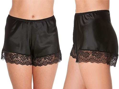 Lady OLGA French Knickers Women, Comfy Satin Shorts Silk PJs for women, Intimate Womens Nightwear Sexy Knickers, Sizes 10 to 28 Plus Size Lingerie UK