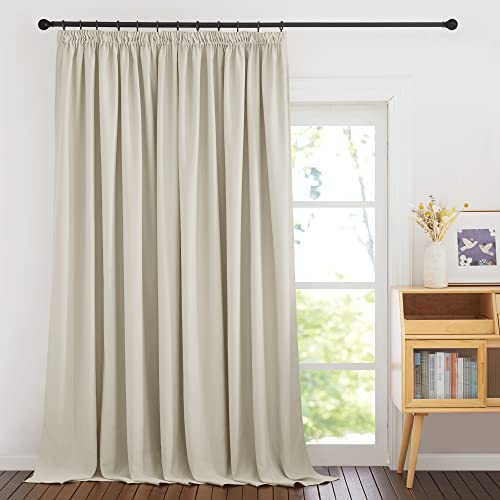 PONY DANCE Cortinas Salon Opacas Termicas Aislantes Frio y Calor Cortinas Dormitorio Ventanas Grandes para Riel, 1 Pieza, 200x245 CM, Beige Claro