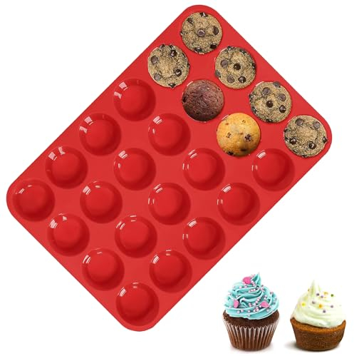 Elegance-go Moldes Magdalenas Silicona,24 Tazas Bandeja Para Muffins Molde para Mini Magdalenas Bandejas Para Hornear Muffin Molde Silicona Para Muffins,Cupcake,Brownie