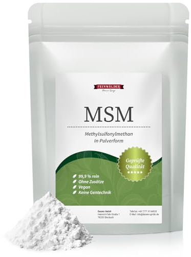 Feinwälder® MSM Pulver, 1000g – 99,9% Reinheit, Premium-Qualität, Organischer Schwefel, Methylsulfonylmethan ohne Zusatzstoffe