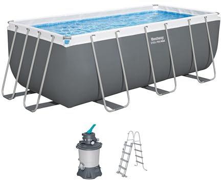 Bestway Steel Pro Max Kit Piscine Hors Sol - 412 cm x 201 cm x 122 cm - Gris foncé