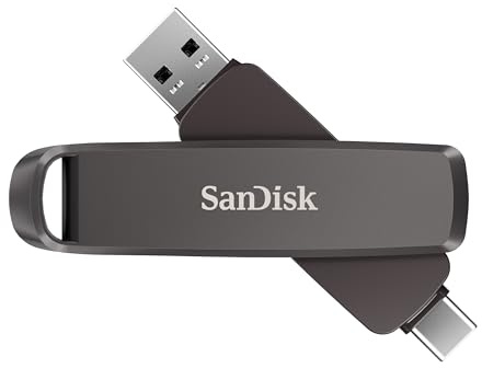 SanDisk Extreme Pro Dual Drive 2 TB, Memoria Flash con Conectores USB Type-C y Type-A Reversibles, Velocidades hasta 1000 MB/s, Cifrado de Datos, copias de Seguridad automáticas, diseño metálico