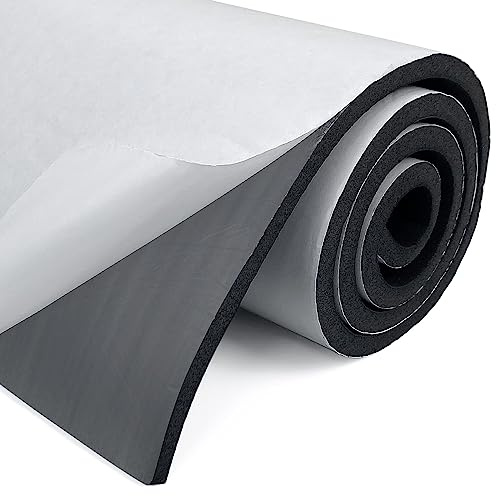 SDLDEER Self Adhesive Foam Roll, 300mm(W) x 6mm(T) x 3m(L) Foam Sheets, DIY Multifunction Neoprene Rubber Sheets Pads for Furniture Protection, Non-Slip, Sound Insulation, Shock Absorption (Black)