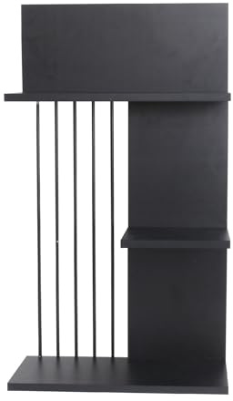 Optimal Products 3 Tier Wooden Wall Shelf Home Office Storage Shelving Unit Shelves Bookcase Tidy UK (Black)
