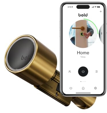 Bold – Elite Smart Lock Zylinder SX33 – Intelligentes Türschloss ohne Schlüssel – Bluetooth & WLAN – Einfache Installation – App-Steuerung - Messing