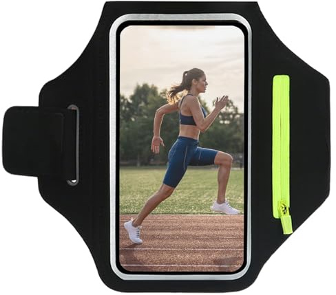 PacuM Portacellulare Braccio Running Porta Cellulare Corsa Regolabile Porta Telefono Corsa Touchscreen Fascia Telefono Running Tasca Cuffie Con Strisce Riflettenti per Telefoni Sotto 6,7 Pollici