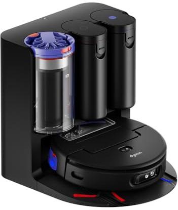 Dyson Spot+Scrub™ AI, Wet & Dry Robot Vacuum, Self‑Cleaning Wet Roller, 4× Carpet Suction Boost, Self‑Emptying, Self‑Cleaning, Self‑Refilling, AI Stain Elimination (Black/Blue)