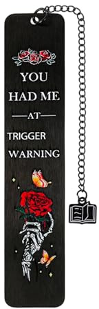 Dark Romance Bookmark gotiska bokmärken med dödskalle och rosmotiv, rostfritt stål estetisk sida markör hållare för bokälskare, vuxna läsare 13 x 2,6 cm