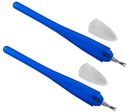 2x Nagelhautmesser mit Löffelspitze V-Form mit Schutzkappe - blau transparent - leicht und handlich