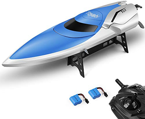 GizmoVine RC Boat, 2.4GHZ 15MPH High Speed Remote Control Boat with 2 Rechargable Batteries, Suitable for Pools/Lakes/Seaside, Double waterproof, Ship Model Gift for Adults & Kids