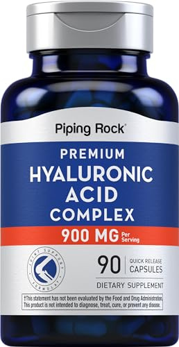 Piping Rock Hyaluronic Acid Supplement | 900mg | 90 Capsules | with MSM and Collagen | Premium Complex Pills | Non-GMO, Gluten Free