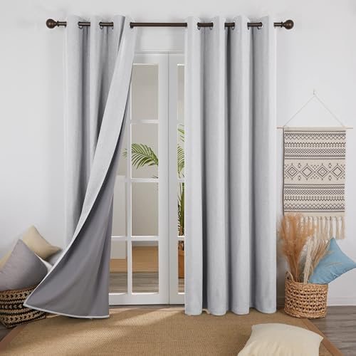 Deconovo Cortinas Salon Dormitorio Moderno para Ventanas de Habitación Juvenil con Ojales 2 Piezas 117 x 229 cm Gris Claro