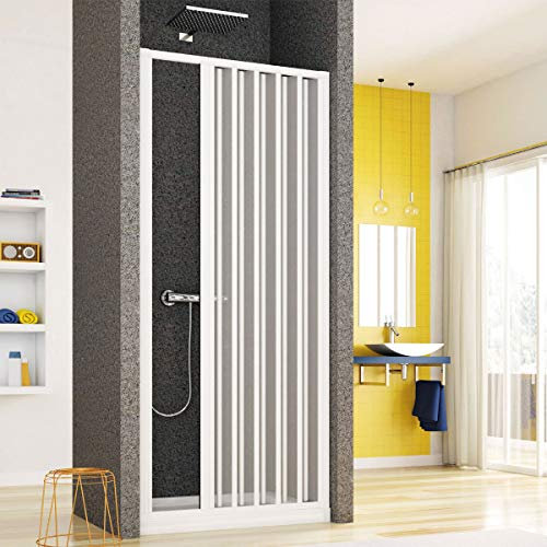 Yellowshop | Porta nicchia a Soffietto in PVC 1 Anta Semitrasparente Doccia Bagno Modello Katia (Cm 80)