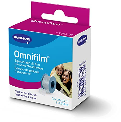 Omnifilm: Cinta Autoadhesiva de un Solo Uso; Hidrófobo; Repelente al Agua; Muy Resistente; para Pieles Sensibles; 2,5cmx5m
