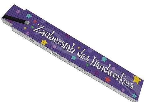 Zauberei Meterstab aus Holz mit Spruch Zauberstab des Handwerkers für Handwerker und Männer zum Vatertag oder Halloween reparieren Zollstock magisch Meßlatte praktisch