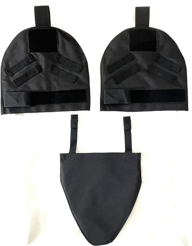 New Airsoft Molle Outer Shoulder Guards Deltoid Protector Pads + Detachable Groin Pad Sets Nylon Black
