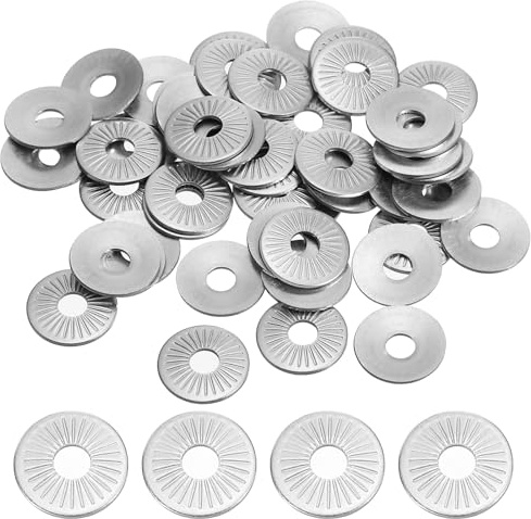 PATIKIL 304 Stainless Steel Flat Washers, 50 Pack M3x10mm Belleville Spring Disc Washer Conical Knurled Metric Gasket for Automotive Industrial Construction