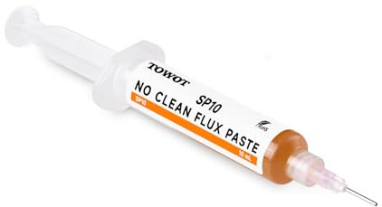 TOWOT No-Clean Solder Paste,Soldering Flux for Electronics, 10 ml, Pneumatic Dispenser with Plunger & Dispensing Tip