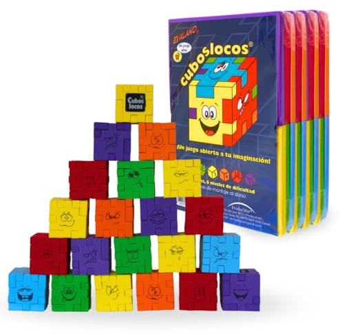 CubosLocos de Evaland Pack de 24 Rompecabezas 3D Puzzle Juego de ingenio estimula imaginación desarrolla Inteligencia previene Alzheimer 6 Niveles de dificultad Veinticuatro Cubos Locos
