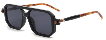 YAMEIZE Retro 70s Doble Puente Rectángulo - Gafas de Sol para Mujer Hombre Piloto Clásicas Cuadradas Vintage Gafas de Conducir Outdoor