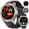 GPS Smart Watch for Men 1.43″AMOLED Always-on Display Bluetooth Call Smartwatch Men for Android iOS 600 mAh Big Battery Male Smart Watch Black Silicone Smartwatch Compass Heart Rate Health Monitor