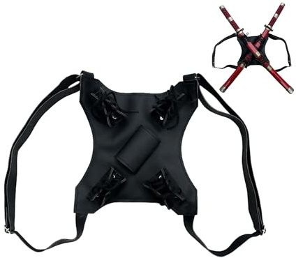 Gwezmxs Porte-Épée Médiéval pour Katana, Costume de Cosplay Samouraï pour Homme, Accessoire LARP, Noir