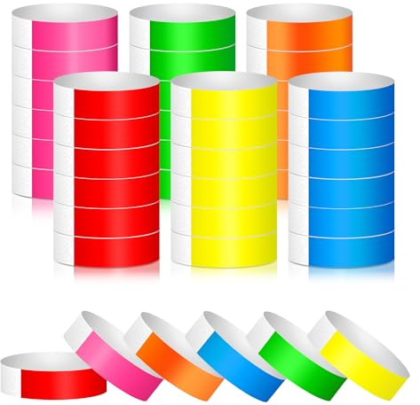 Braccialetti di Carta per Eventi, Braccialetti Identificativi, 600 Pezzi Impermeabili Colorati Braccialetti d'Ingress per Festival Musicali Concerti Concorsi Discoteca (6 Colori)