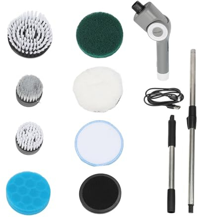 Elektrisk snurrskrubber trådlös kraftskrubber IPX7 Vattentät elektrisk rengöringsborste med 7 penselhuvuden för badrum köksten stengolv GROUT ABS Material 44.3oz
