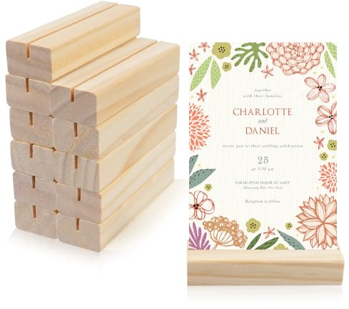 SZSIQI 12 Pz Segnaposto Legno Supporto, Segnaposto Tavolo in LegnoPorta Menu da Tavolo, Porta Carte Menu, Porta Biglietti da Visita in Legno per Matrimonio Compleanno Comunione ristoranti feste