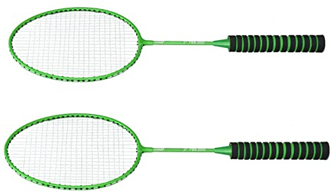 ERYUE Ensemble de Raquettes de Badminton Légères en Alliage Fer, Doubles Raquettes Badminton pour Enfants et Débutants, Vert