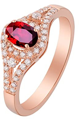 Damring 18K, elegant oval 0,61 CT rubin med diamantringar