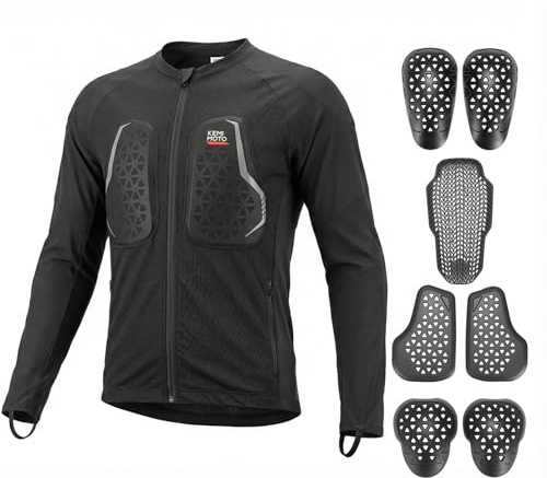 KEMIMOTO Giacca Moto Uomo, Traspirante Leggero Giubbotto Motociclista con 7 Protezioni CE Rimovibile, Giacca da Moto con Riflettenti per Motociclismo Estivo