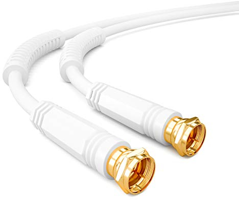 HB-DIGITAL 10m Cavo di collegamento HDTV SAT cavo di collegamento F-plug a F-plug antenne placcate in oro cavo coassiale con filtro di corrente a guaina con nucleo in ferrite 2X