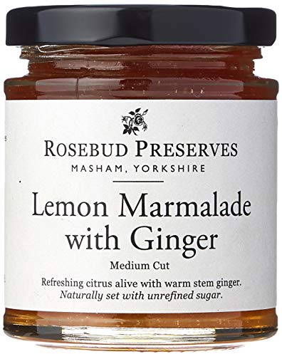 Rosebud Preserves Lemon & Ginger Medium Cut Marmalade - Refreshing Citrus Flavour Made with Stem Ginger Coarse Cut Fruit Sweet & Sharp Tangy Taste Gluten-Free Vegetarian & Vegan - 227g Jar