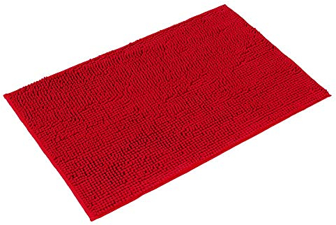 PANA® Chenille Badematte (50x80cm) • Mikrofaser Badematte • rutschfest & Waschbar • Badteppich, Badvorleger, Duschmatte, Duschvorleger • Weicher Badezimmerteppich Chenille • Farbe: Rot