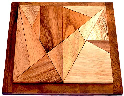 Tangram 14 pcs, chinesisches Holzpuzzle mit 14 Teilen,Tangram Puzzle, Figuren puzzeln nach Tangram Vorlagen, Legepuzzle, Kinderpuzzle, Familienpuzzle, Schule