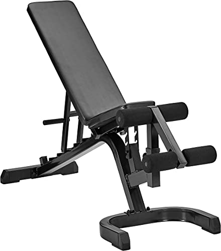 Bad Company Hantelbank I mehrfach verstellbare Trainingsbank mit Beinfixierung in verschiedenen Farben I Max. Gewichtsbelastung bis zu 300 kg I BCA-49 (Schwarz)