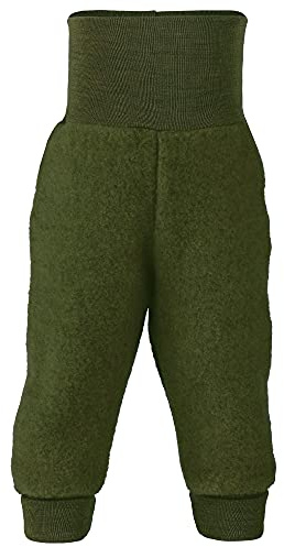 Ecoable Baby Wool Fleece Pants: Organic Merino Wool Clothes for Boys and Girls, Newborn - 1 Years (1-2 Years/EU 86-92, Olive Green)