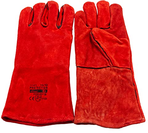 ISSALINE Gants de soudage de cuisine résistants à la chaleur, gants professionnels en cuir résistants à haute température, accessoires four, barbecue, souder, cuisine, protection taille 10