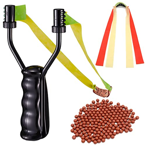 AUVIM Zwille Steinschleuder Set Premium Jagd Schleuder für Sport und Outdoor - Katapult Bundle mit 200 Schleudermunition + 3 Gummibänder