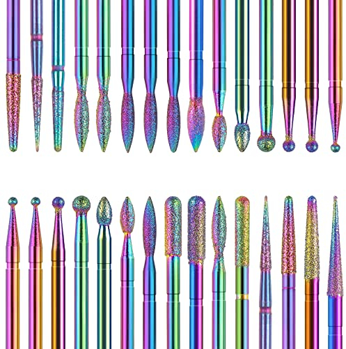 Homeet Broca Manicura 30PCS Acero al Tungsteno Colores Fresas para Torno Manicura para Uña Pulidor de Uñas Taladro Manicura Fresas Torno para Uña Set de Accesorio de Manicura y Pedicura Eléctrico
