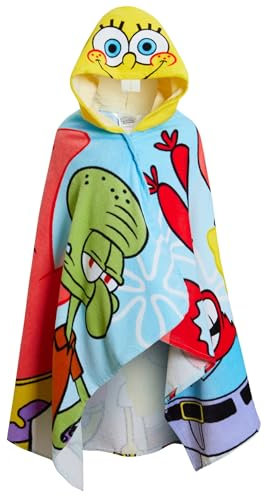 SPONGEBOB SQUAREPANTS Hooded Towel 100% Cotton Kids Poncho Beach Bath Towel Swimming Wrap Changing Robe
