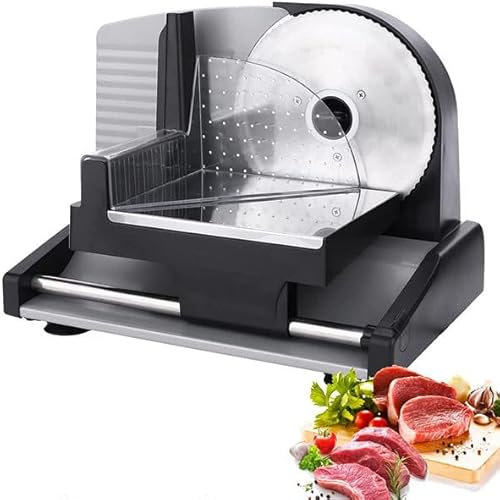 PEIXEN Máquina cortadora de Carne para el hogar, cortadora de Carne eléctrica Mini, con 200 W de Espesor Ajustable, cortadora de Pan eléctrica de 0 a 15 mm, fácil de Limpiar para el hogar, Comercial